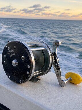 Penn Long Beach 60 Conventional Saltwater Fishing Reel Yellow Handle Vintage